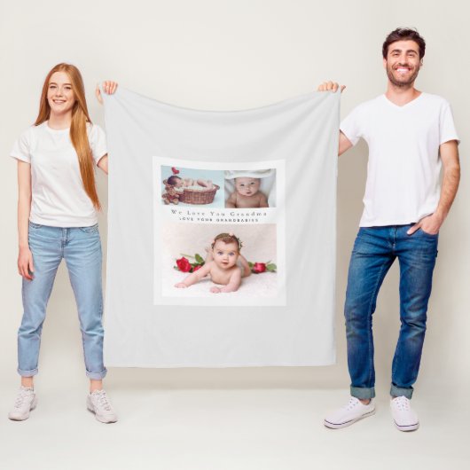 3写真モダンコラージュと文字祖父母 フリースブランケット (インサイチュ)