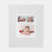 3写真モダンコラージュと文字祖父母 フリースブランケット (正面)