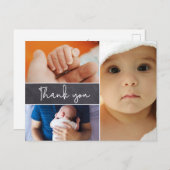 3写真モダンコラージュ男の赤ちゃん誕生 ポストカード (正面/裏面)