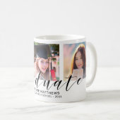 3写真モダンコラージュ黒タイポグラフィ卒業 コーヒーマグカップ (正面右)