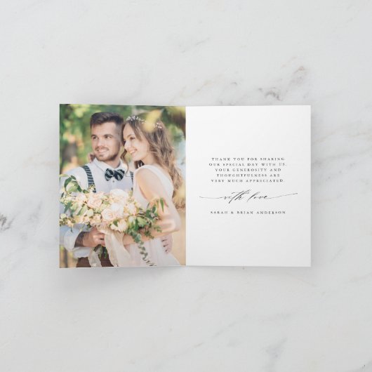 3写真モダンシック書結婚道の折り畳み サンキューカード (内部)