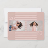 3写真モダンバラ金ゴールドストライプ卒業パーティー 招待状 (裏面)