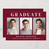 3写真モダンブルゴーニュ卒業 案内状 (正面/裏面)