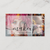 3写真モダンメイクアップアーティストQRコードソーシャルメディア 名刺 (正面)