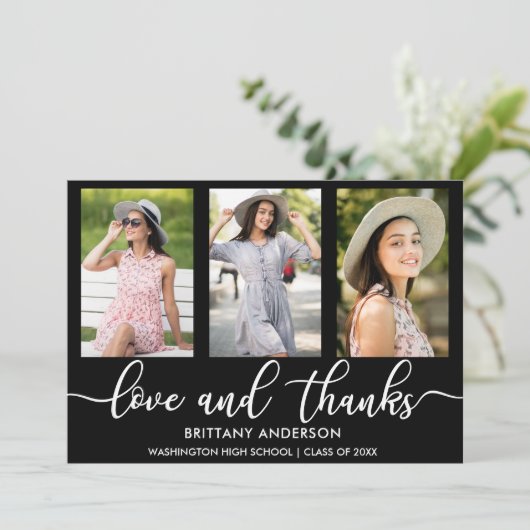 3写真モダン卒業式の愛と感謝してい 案内状 (スタンド正面)