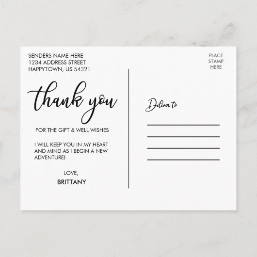 3写真モダン卒業式の愛と感謝していW 案内ポストカード (裏面)