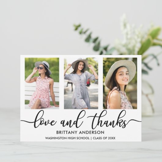 3写真モダン卒業式の愛と感謝していW 案内状 (スタンド正面)