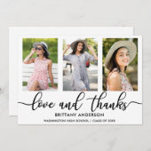 3写真モダン卒業式の愛と感謝していW 案内状 (正面/裏面)
