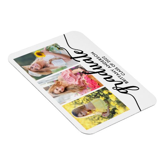 3写真モダン卒業発表 マグネット (右側)