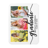 3写真モダン卒業発表 マグネット (縦)