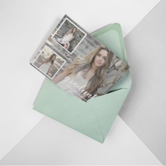 3写真モダン卒業発表 招待状