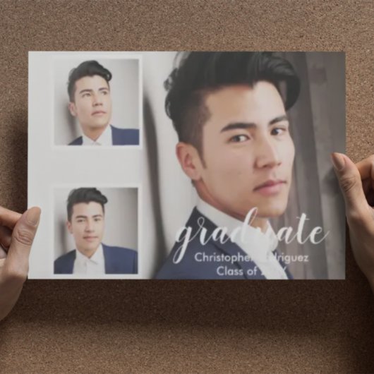 3写真モダン卒業発表 招待状