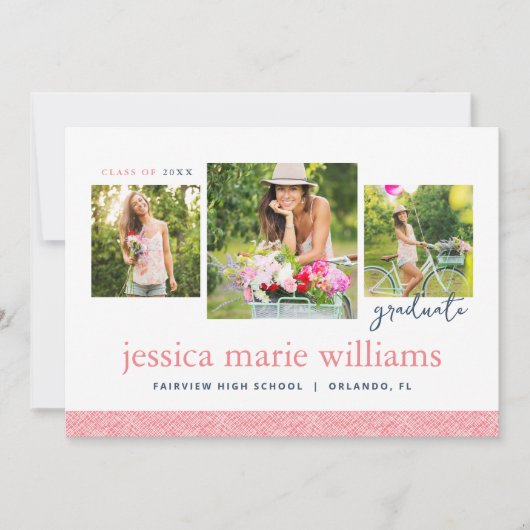 3写真モダン卒業発表 招待状 (正面)