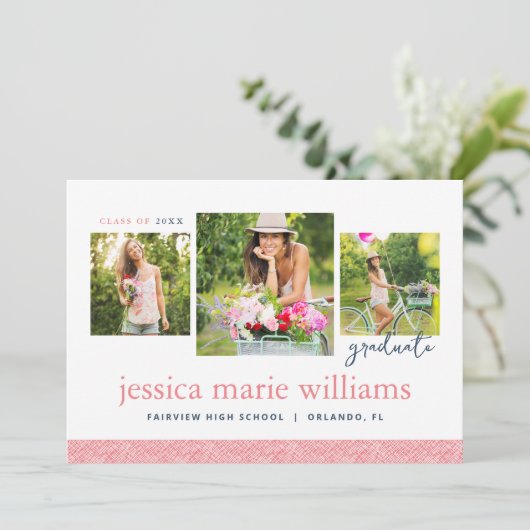 3写真モダン卒業発表 招待状 (スタンド正面)