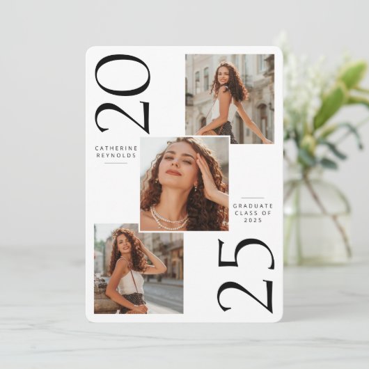 3写真モダン卒業発表 招待状 (スタンド正面)