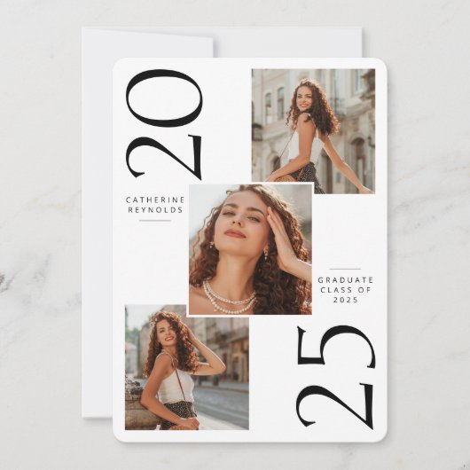 3写真モダン卒業発表 招待状 (正面)