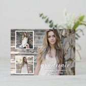 3写真モダン卒業発表 箔招待状 (立ち正面)