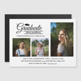 3写真モダン卒業記念パーティー発表 マグネット招待状