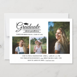 3写真モダン卒業記念パーティー発表 マグネット招待状