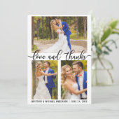 3写真モダン愛と感謝してい結婚の サンキューカード (スタンド正面)