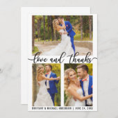 3写真モダン愛と感謝してい結婚の サンキューカード (正面/裏面)