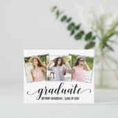 3写真モダン書の卒業発表 インビテーションポストカード (スタンド正面)