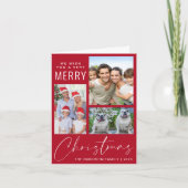 3写真モダン非常に陽気なクリスマスレッド シーズンカード (正面)