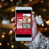 3写真モダン非常に陽気なクリスマスレッド シーズンカード