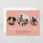 3写真ラウンドコラージュのバレンタインデー家族 シーズンポストカード (正面/裏面)