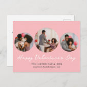 3写真ラウンドコラージュのバレンタインデー家族 シーズンポストカード (正面/裏面)