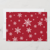 3写真レッドバウブルオーナメント&スノーフレークスホリデー カード (裏面)