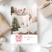 3写真ヴィンテージピンクナツクラッカークリスマス シーズンカード