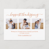 3写真付きコラージュモダン感謝祭 シーズンポストカード (正面)