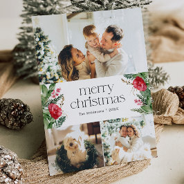 3写真冬エレガント植物学メリークリスマス シーズンカード