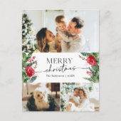 3写真冬エレガント植物学メリークリスマス ポストカード (正面)