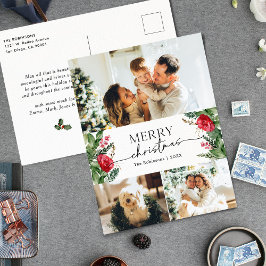 3写真冬エレガント植物学メリークリスマス ポストカード