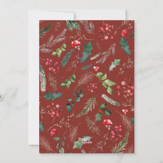 3写真冬エレガント赤メリークリスマスカード シーズンカード (裏面)