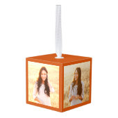 3写真卒業オレンエレガントジおめでとう キューブオーナメント (裏面アングル)