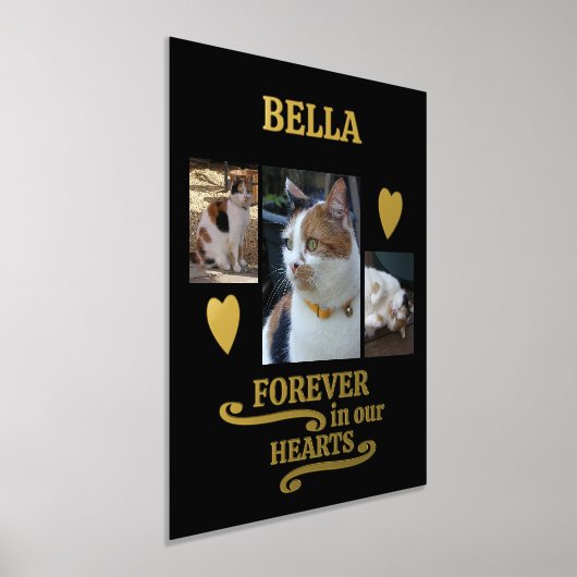 3写真名ペット永遠に記念黒金ゴールド 箔ポスター (レイダウン)