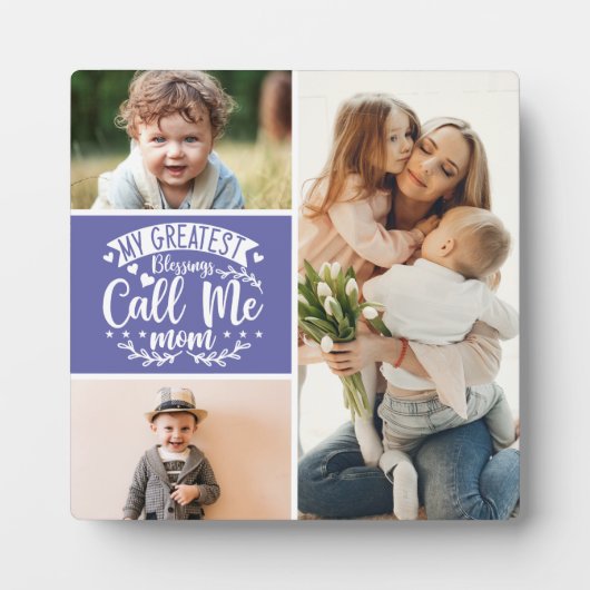 3写真家族コラージュ母の子守ママ日 フォトプラーク (正面)