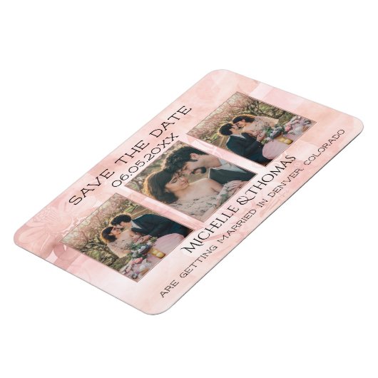 3写真幾何学的フローラ赤面日付の保存 マグネット (左側)