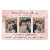 3写真幾何学的フローラ赤面日付の保存 マグネット (横)