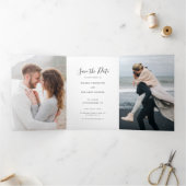 3写真手書き結婚式の日付を保存 三つ折り案内状 (内部)