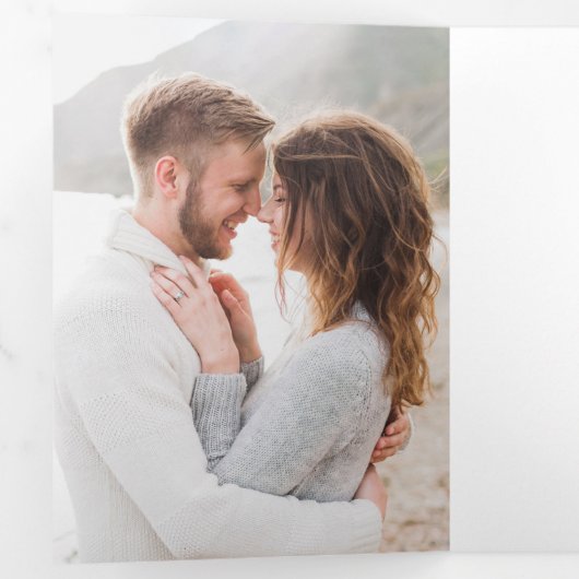 3写真手書き結婚式の日付を保存 三つ折り案内状 (内部最初)