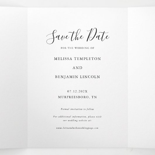 3写真手書き結婚式の日付を保存 三つ折り案内状 (内部中)