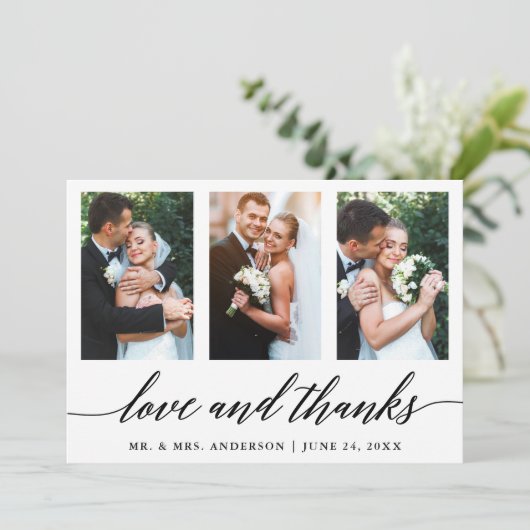 3写真書道の愛と感謝していの結婚2018 サンキューカード (スタンド正面)