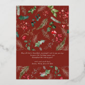 3写真植物学エレガントメリークリスマス金ゴールド 箔シーズンカード (裏面)