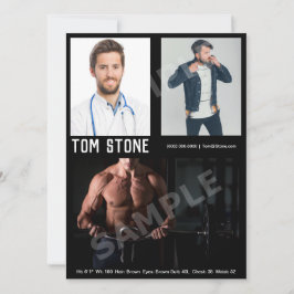 3写真男性のモデル俳優のZedカード黒のテンプレート 招待状