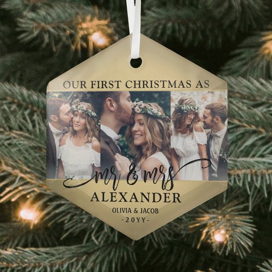 3写真第1回クリスマスゴールドフェイクフォイル ガラスオーナメント