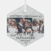 3写真第1回クリスマスマーブル六角フェイク大理石 ガラスオーナメント (正面)